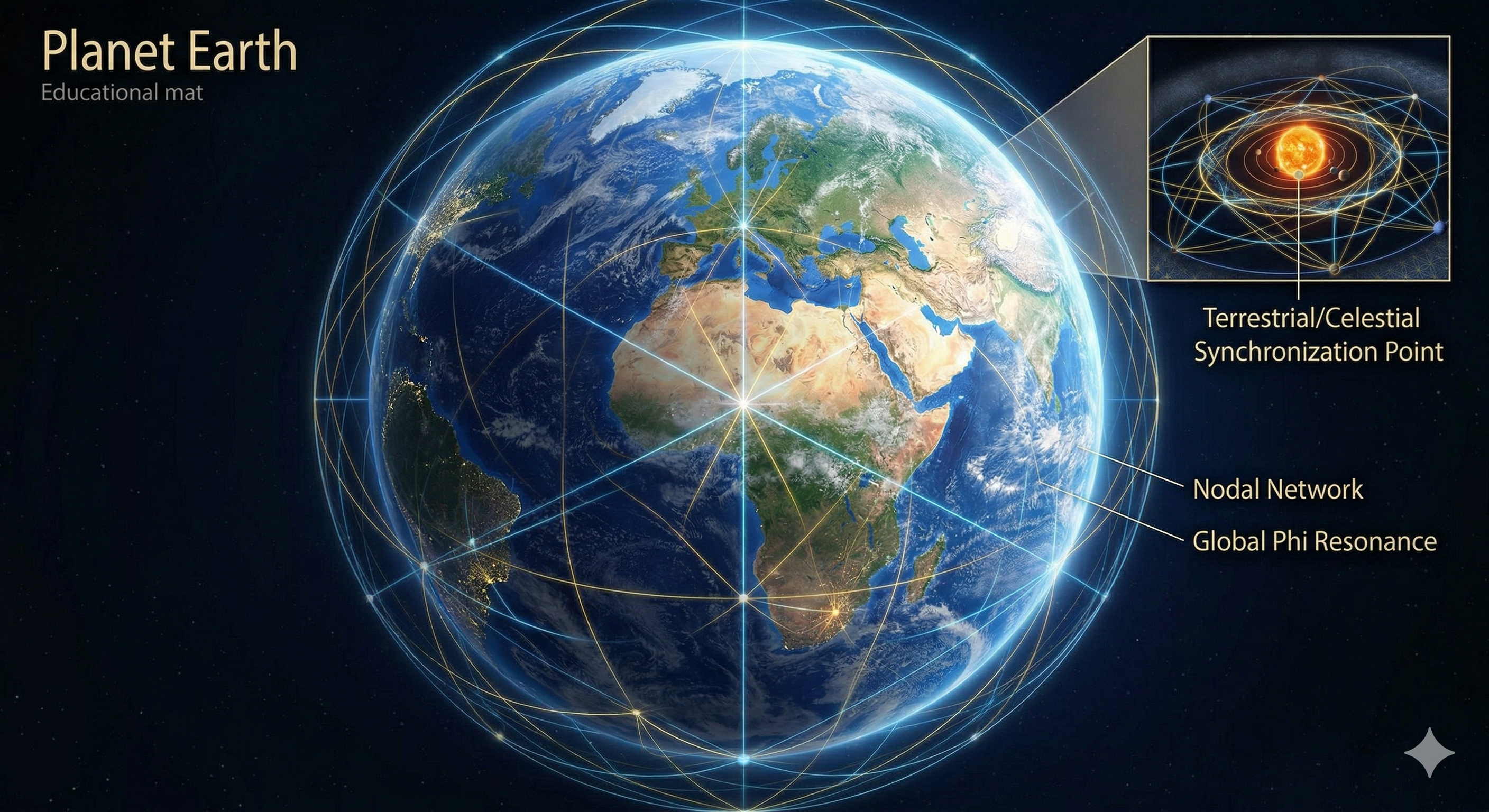 Planet Earth — φ-grid nodal network overlaid on Earth's surface